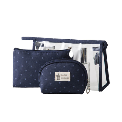 3Pcs Ladies Transparent Toiletry Bags Polyester 300D Clear Cosmetic Bags For Travel