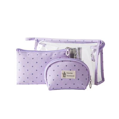 3Pcs Ladies Transparent Toiletry Bags Polyester 300D Clear Cosmetic Bags For Travel