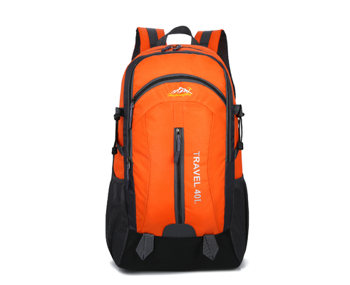 Orange 40L Waterproof Backpack 55cm Camping Travel Backpack With USB Charge Hole