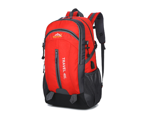 Orange 40L Waterproof Backpack 55cm Camping Travel Backpack With USB Charge Hole