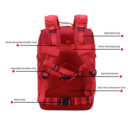 Red Polyester Tactical Travel Laptop Backpack  45L  Outdoor Military Backpack