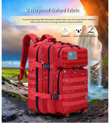 Red Polyester Tactical Travel Laptop Backpack  45L  Outdoor Military Backpack