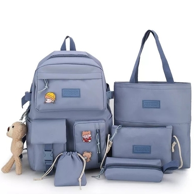 Girls School Bag Set Canvas 5 Piece Backpack Set Sling  Pencil Bag ODM