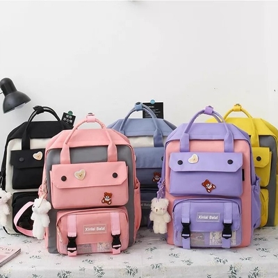 Student Canvas 4 In 1 Backpack Sets School Bag Set  For Girls Boys