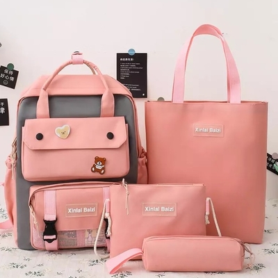Student Canvas 4 In 1 Backpack Sets School Bag Set  For Girls Boys