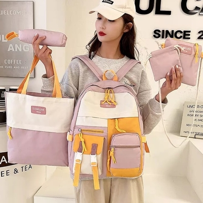 Canvas Backpack School Bag Sets Waterproof  Travel Teenagers Backpacks