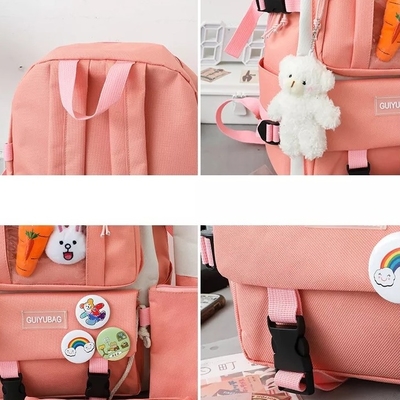 1.41 Inch Pink School Backpack Sets Girls Boys 5pc Backpack Set
