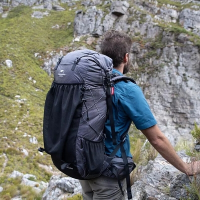 Black ODM Waterproof Hiking Backpack 65 Litre Mountain Climbing Backpack Outdoor