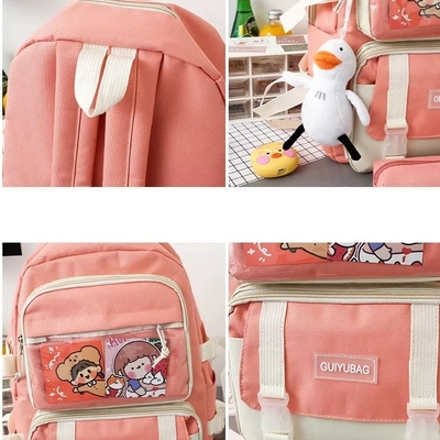 OEM 1.35 Inch Girls School Bag Set Large Capacity 5 In 1 Backpack Sling Pencil Bag
