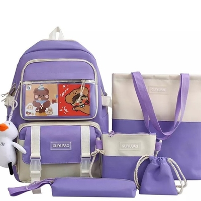 OEM 1.35 Inch Girls School Bag Set Large Capacity 5 In 1 Backpack Sling Pencil Bag