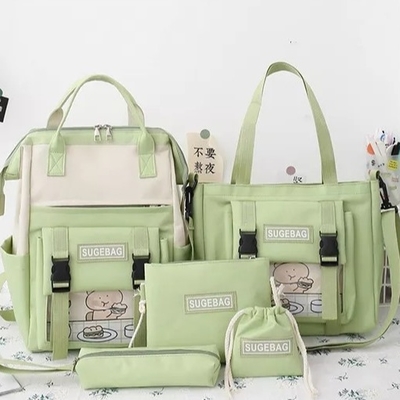 Green Backpack Sets Laptop Students Durable Book Bag Girls