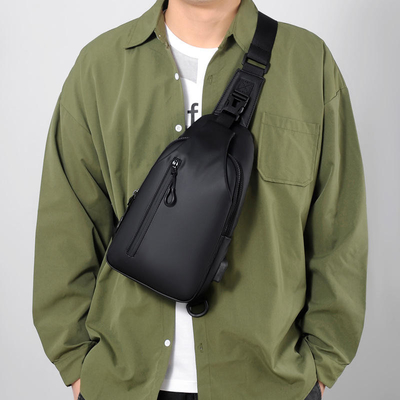 ISO Waterproof Crossbody Sling Bag Mens Sling Chest Bag With USB Charging