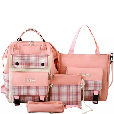 Canvas Girls School Bag Set College Waterproof Cute Book Bag Sets Wallet