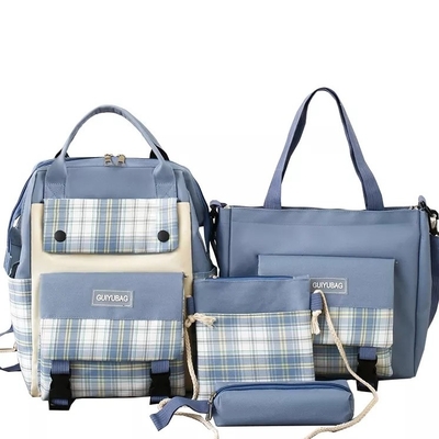 Canvas Girls School Bag Set College Waterproof Cute Book Bag Sets Wallet
