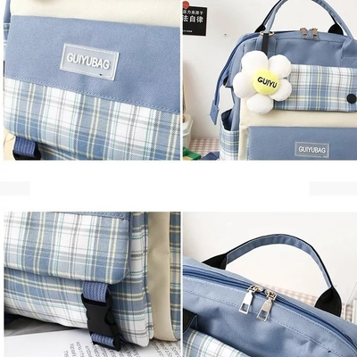 Canvas Girls School Bag Set College Waterproof Cute Book Bag Sets Wallet
