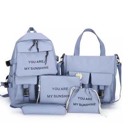 Travel Laptop Backpack School Bag Sets Girl Solid Color With Pencil-Case Wholesale