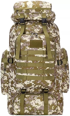 BSCI Nylon Camo Hiking Backpack 75L Travel Camping Backpack Men Women