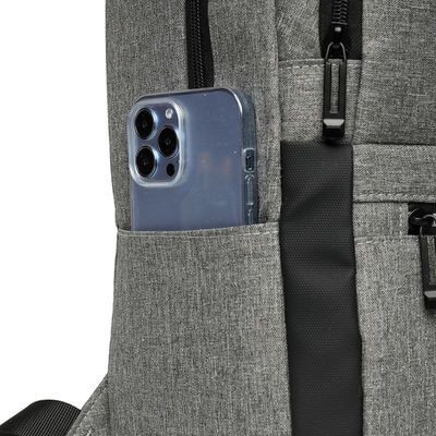 Grey Nylon Waterproof Laptop Backpack With Charger 1.37 ft BSCI