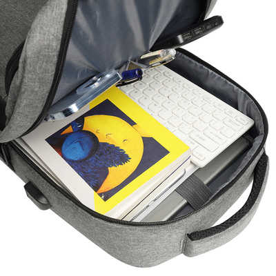 Grey Nylon Waterproof Laptop Backpack With Charger 1.37 ft BSCI