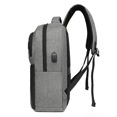 Grey Nylon Waterproof Laptop Backpack With Charger 1.37 ft BSCI