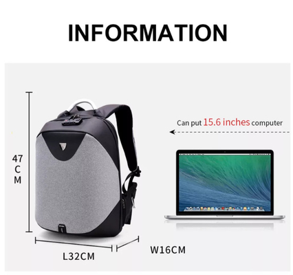 Polyester Business Laptop Backpack 1.54 Inch Antitheft Back Pack For Men Laptop