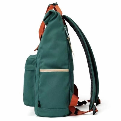 Green 42cm Travel Laptop Backpack Expandable Roll Top Backpack Oxford OEM
