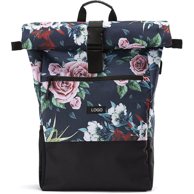 Recycled Waterproof Roll Top Backpack 17.7 Inch Casual Roll Top Travel Backpack