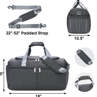 18&quot; Gym Anti Theft Travel Bag Duffle Bag With Shoe Compartment Wet Pocket