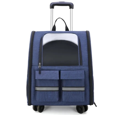 Dog Cat Carrier With Wheels Outdoor Backpack Pet Carrier Pet Trolley Portable