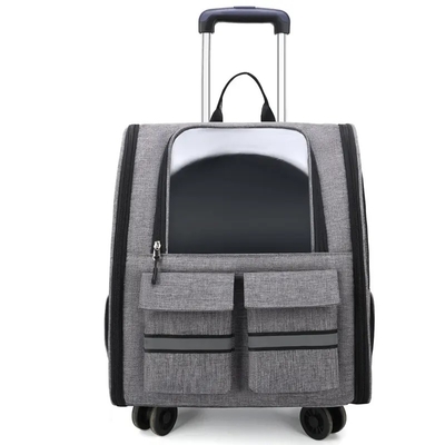 Dog Cat Carrier With Wheels Outdoor Backpack Pet Carrier Pet Trolley Portable